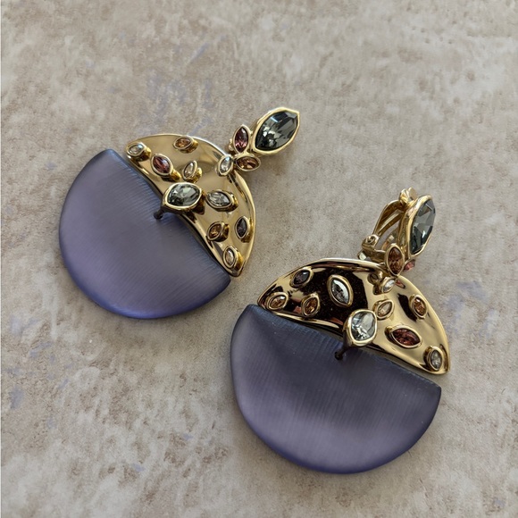 Alexis Bittar Jewelry - Elegant Gold and Purple Earrings
